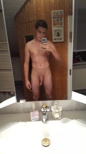 Selfie boy with shaved cock